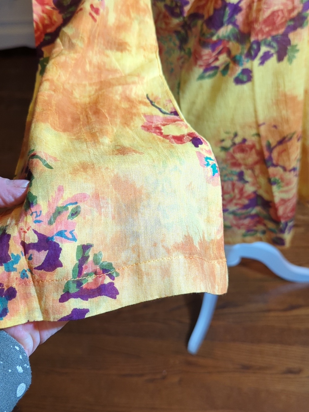New Butter Yellow Floral V-Neck Tunic/Mini/Coverup Coastal Crochet Trim NWT Sz M - Picture 6 of 10